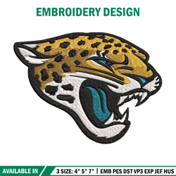 Jacksonville Jaguars logo Embroidery, NFL Embroidery, Sport embroidery, Logo Embroidery, NFL Embroidery design.