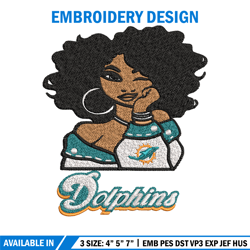 Miami Dolphins Girl embroidery design, NFL girl embroidery, Miami Dolphins embroidery, NFL embroidery