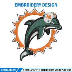 Miami Dolphins logo Embroidery, NFL Embroidery, Sport embroidery, Logo Embroidery, NFL Embroidery design