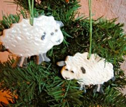 Ceramic Sheep Ornament. Cristmas tree pottery