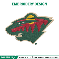 Minnesota Wild logo Embroidery, NHL Embroidery, Sport embroidery, Logo Embroidery, NHL Embroidery design.