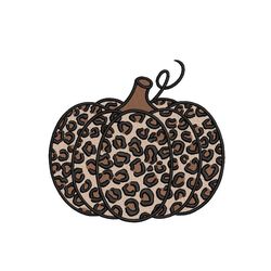 Leopard Pumpkin Embroidery Design, Fall Embroidery File, 4 sizes, Instant Download
