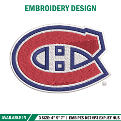Montreal Canadiens logo Embroidery, NHL Embroidery, Sport embroidery, Logo Embroidery, NHL Embroidery design.