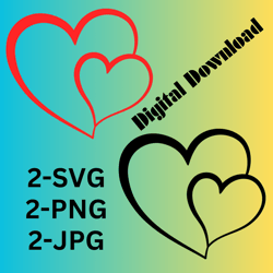 Open Heart  Instant Downloads in Black & White 2-SVG, 2-PNG, 2-JPG Digital Download