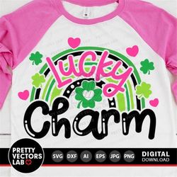 lucky charm svg, st. patrick's day svg, rainbow svg, clover quote cut files, kids svg, dxf, eps, png, baby girl clipart,