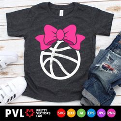 basketball with bow svg, basketball svg dxf eps png, girl basketball cut files, cheer sister shirt design, proud sister,