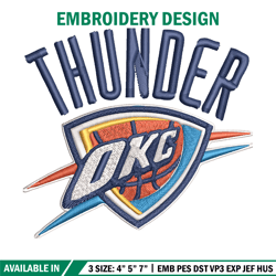 Oklahoma City Thunder logo Embroidery, NBA Embroidery, Sport embroidery, Logo Embroidery, NBA Embroidery design.