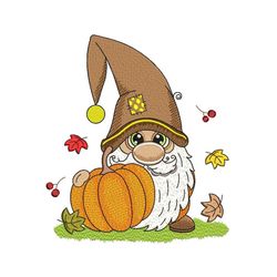 Fall Gnome Embroidery Design, 4 sizes, Instant Download