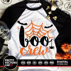 Halloween Svg, Boo Crew Svg, Boo Svg, Dxf, Eps, Png, Spooky Spider Web Cut Files, Bats Svg, Fall, Halloween Shirt Design