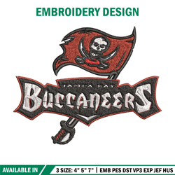 Tampa Bay Buccaneers logo Embroidery, NFL Embroidery, Sport embroidery, Logo Embroidery, NFL Embroidery design