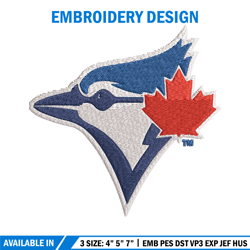 Toronto Blue Jays logo Embroidery, MLB Embroidery, Sport embroidery, Logo Embroidery, MLB Embroidery design