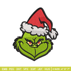 Christmas Grinch Face Embroidery design, Grinch christmas Embroidery, Embroidery File, Grinch design, Instant download.
