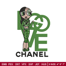Chanel green girl Embroidery Design, Chanel Embroidery, Embroidery File, Brand Embroidery, Logo shirt, Digital download