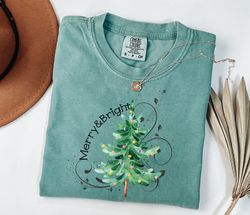 Merry and bright Christmas t-shirt, Holiday t-shirt, cute Christmas t-shirt, Christmas shirt,iPrintasty Christmas Comfor
