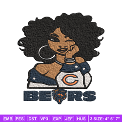 Chicago Bears Girl Embroidery Design, Logo Embroidery, NCAA Embroidery, Embroidery File, Logo shirt, Digital download