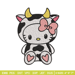 Cow Hello Kitty Embroidery design, Cow Hello Kitty Embroidery, cartoon design, Embroidery File, Digital download.