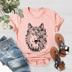 Botanic Wolf T-Shirt PNG, Flower Wolf T-Shirt PNG, Wild Animal Tee, Wolf Birthday Shirt PNG, Wolfe Moon Shirt PNG, Wolfe