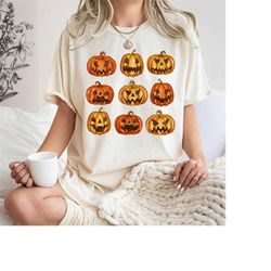 Funny Halloween Cute pumpkin faces Pumpkin Tshirt, Pumpkin t-shirt, pumpkin Graphic t-shirt, Halloween shirt