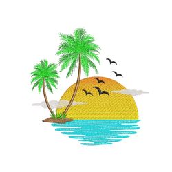Palm Tree Embroidery Design, Summer Beach Embroidery Design, 5 sizes, Instant Download