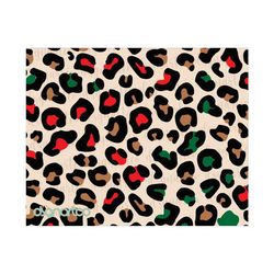 seamless pattern, retro christmas seamless pattern, red and green leopard print, pattern fill, digital paper, fabric pri