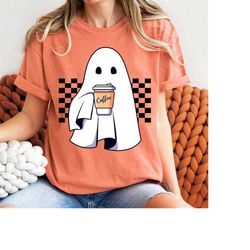 Funny ute Little Ghost Coffee t-shirt, Cute Boo Ghost t-shirt, ghost coffee Shirt, Cute Boo Ghost Halloween, Halloween C