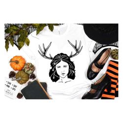 Girl and antlers svg, Halloween svg, Happy Halloween svg, Witch svg