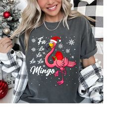 Womens Flamingo Christmas Ornament Shirt, Xmas Lights Fla La Min Go Xmas shirt, Pink Flamingo Christmas,Xmas Funny Sweat