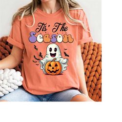 Halloween Tis The Season Halloween Shirt, Fall T-Shirt Women, Pumpkin Patch Shirts, Retro Fall Tee,Fall Outfit, Ghost Sh