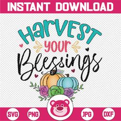 Harvest Blessings Fall Pumpkins PNG, Harvest Your Blessings Fall Sublimation Design,Instant Download