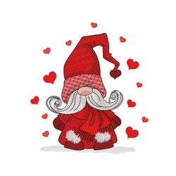Valentine Gnome Embroidery Design,  Happy Valentine's Day Embroidery File, 3 sizes, Instant Download