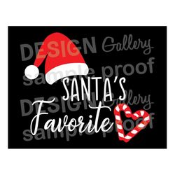 Santa's Favorite - SVG DXF cut & JPG png image files - Christmas Santa Hat Candy Cane Heart - Printable Digital Iron On