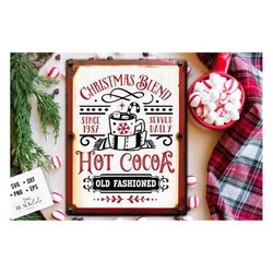 Hot cocoa poster, Hot cocoa svg,  Old fashioned hot cocoa svg, Vintage hot cocoa svg, Vintage Christmas svg, served here