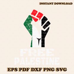 Vintage Raise Hand Free Palestine SVG Graphic Design File