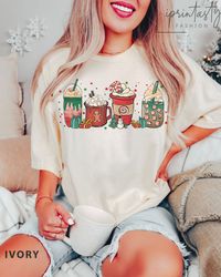 Holiday Latte T-Shirt Png, Christmas Coffee Shirt Png, Holiday Party Shirt Png,   Christmas, Comfort Colors, Christmas G