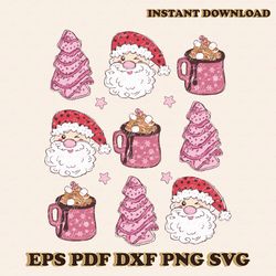 Pink Christmas Tree Cake Hot Cocoa SVG Graphic Design File