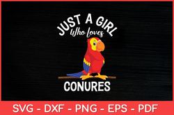 Just A Girl Who Loves Conures Parrot Lover Svg Design