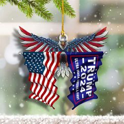Trump 2024 Ornament: American Eagle Shape Ultra MAGA America First Xmas Ornaments - Trump Merch