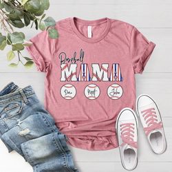 Baseball Game Day TShirt PNG, Custom Children Name On Baseball Mom T Shirt PNG, Baller Mom Shirt PNG, Personalized Baseb