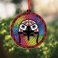 Haida Eagle Art Northwest Coast Suncatcher Ornament - Native American Xmas Tree Ornaments