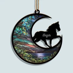 Custom Forever In My Heart Suncatcher Ornament - Perfect Christmas Gift for Horse Lovers