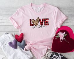 Love like jesus buffalo plaid leopard valentine Shirt Png,Retro Leopard Shirt Png,Leopard Print Shirt Png,Leopard Design