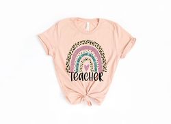 Rainbow Teacher T-Shirt Png, Teach Love Inspire Motivate Lead Encourage Listen Connect Tees, Back To School Teaching Shi