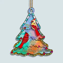 Custom Christmas Tree Memorial Suncatcher – Personalized Family Loss Ornament
