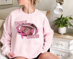 tackle breast cancer sweatshirt png, breast cancer football, cancer awareness, cancer patient gift, pink ribbon tshirt p