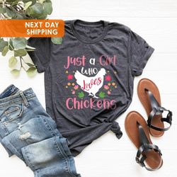 Kids Just a Girl Who Loves Chickens T Shirt PNG, Chicken Hen Shirt PNG,  Chickens Lover Gift, Chicken Lovers Tee, Chicke