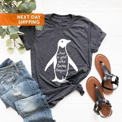 Penguin Shirt PNG, Penguin Gift, Just A Girl Who Loves Penguins Animal T Shirt PNG,  Zoo Aquarium Gift, Youth TShirt PNG