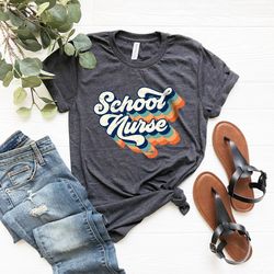 retro school nurse shirt png, school nurse t-shirt png, school nurse gift, nurse appreciation gift, gift for nurse, cute