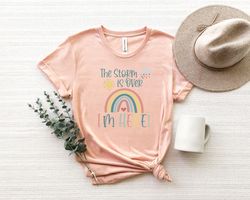 the storm is over im here shirt png,baby bodysuit, rainbow baby, baby announcement, baby reveal, rainbow baby, the storm