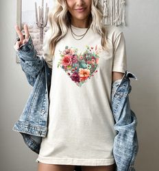 Wildflower Floral Shirt Png,Flower heart Shirt Png,Womens Flower Shirt Png,Boho Shirt Png,Botanical TShirt Png,Nature Lo