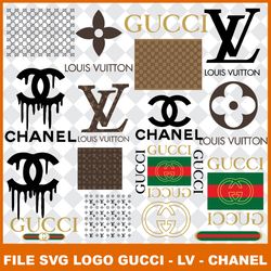 Gucci Svg,Louis Vuitton Svg,Lv Svg,Chanel Svg, Logo Brand Svg ,  Pattern Gucci Svg, Famous Logo SVG ,Logo Fashion Svg 30
